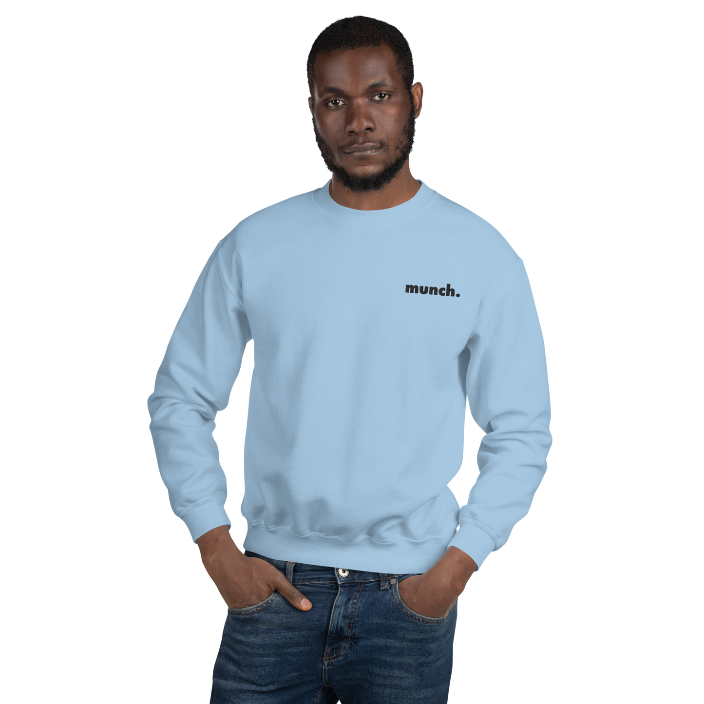 Embroidered Munch Crewneck - Light Blue